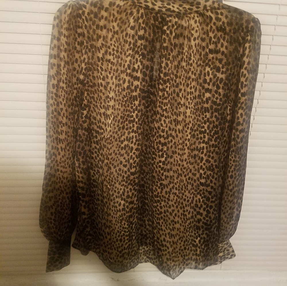 Leopard print mock neck blouse